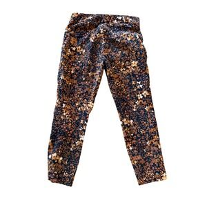 Anthropologie The Essential Slim Floral  Print Pants Navy Brown Size 8